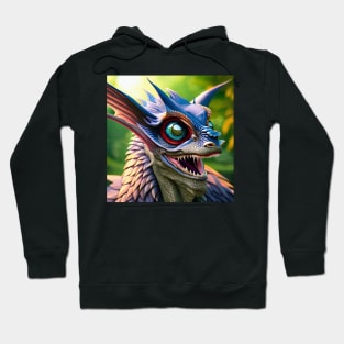 Crazy Blue Scaled Jungle Dragon with Big Eyes Hoodie